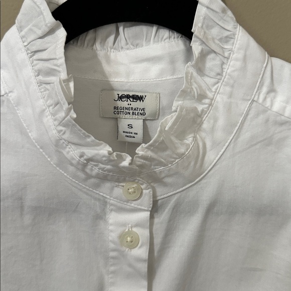 J.Crew Factory Ruffle Button-Up Top in White - Picture 5 of 7